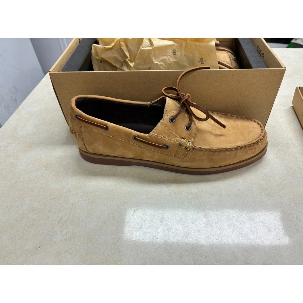 Allen Edmonds Force 10 Mens Tan Nubuck Leather Boat Shoes 2235S Size 11.5 D